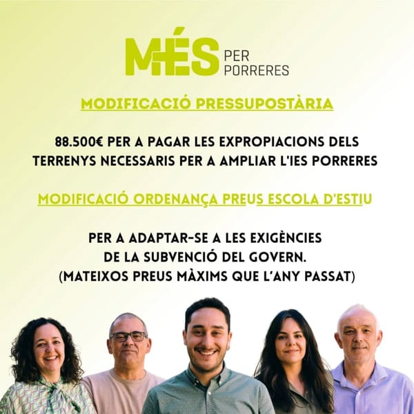 PLE EXTRAORDINARI: S'APROVEN DUES MODIFICACIONS I ELS FESTIUS DE 2026